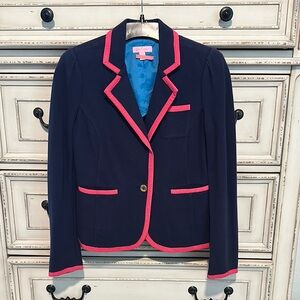 Lilly Pulitzer Navy Blazer with Hot Pink Trim